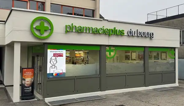 Façade de la pharmacieplus du bourg, à Epagnier